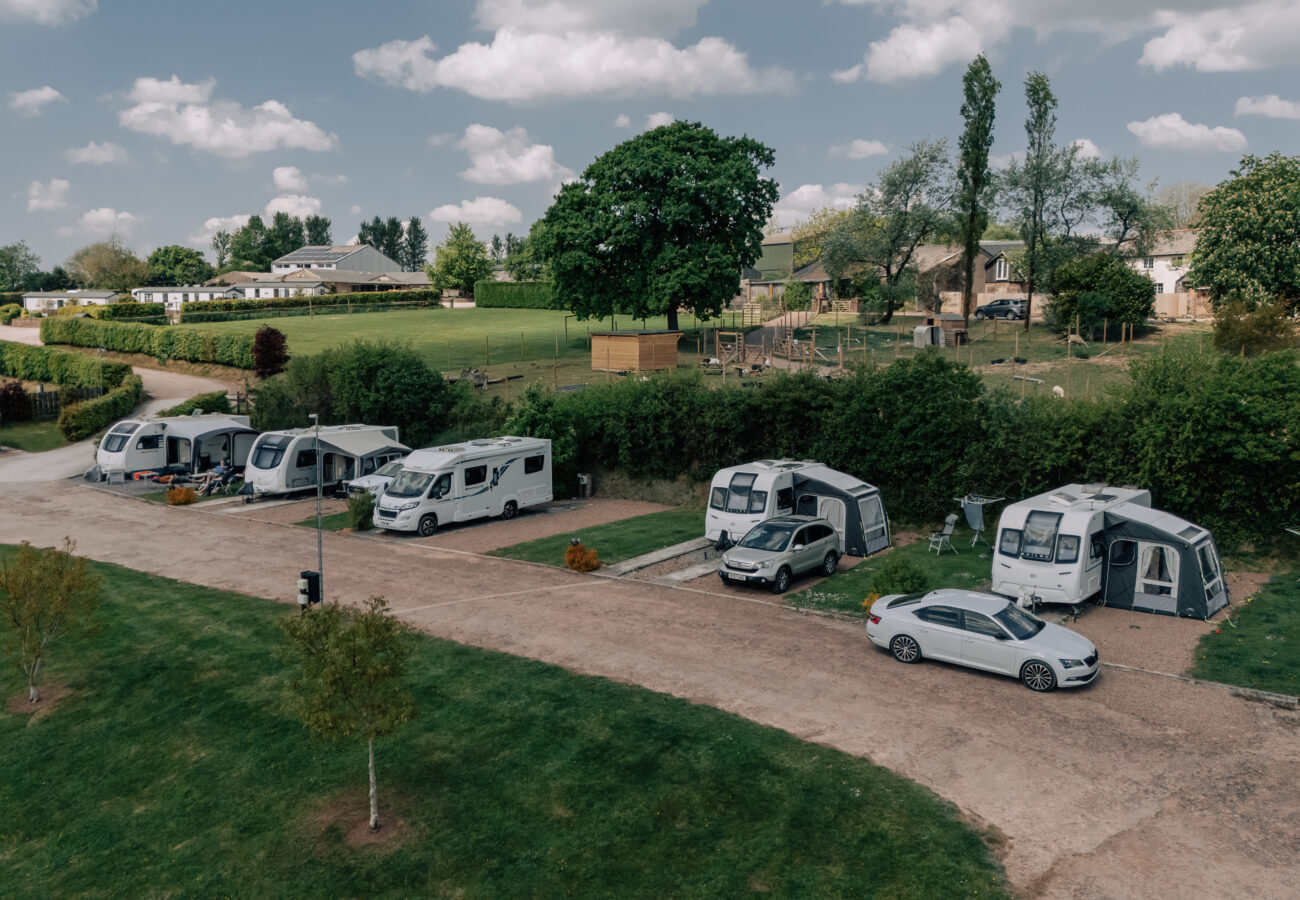 aerial view of yeatheridge touring pitches