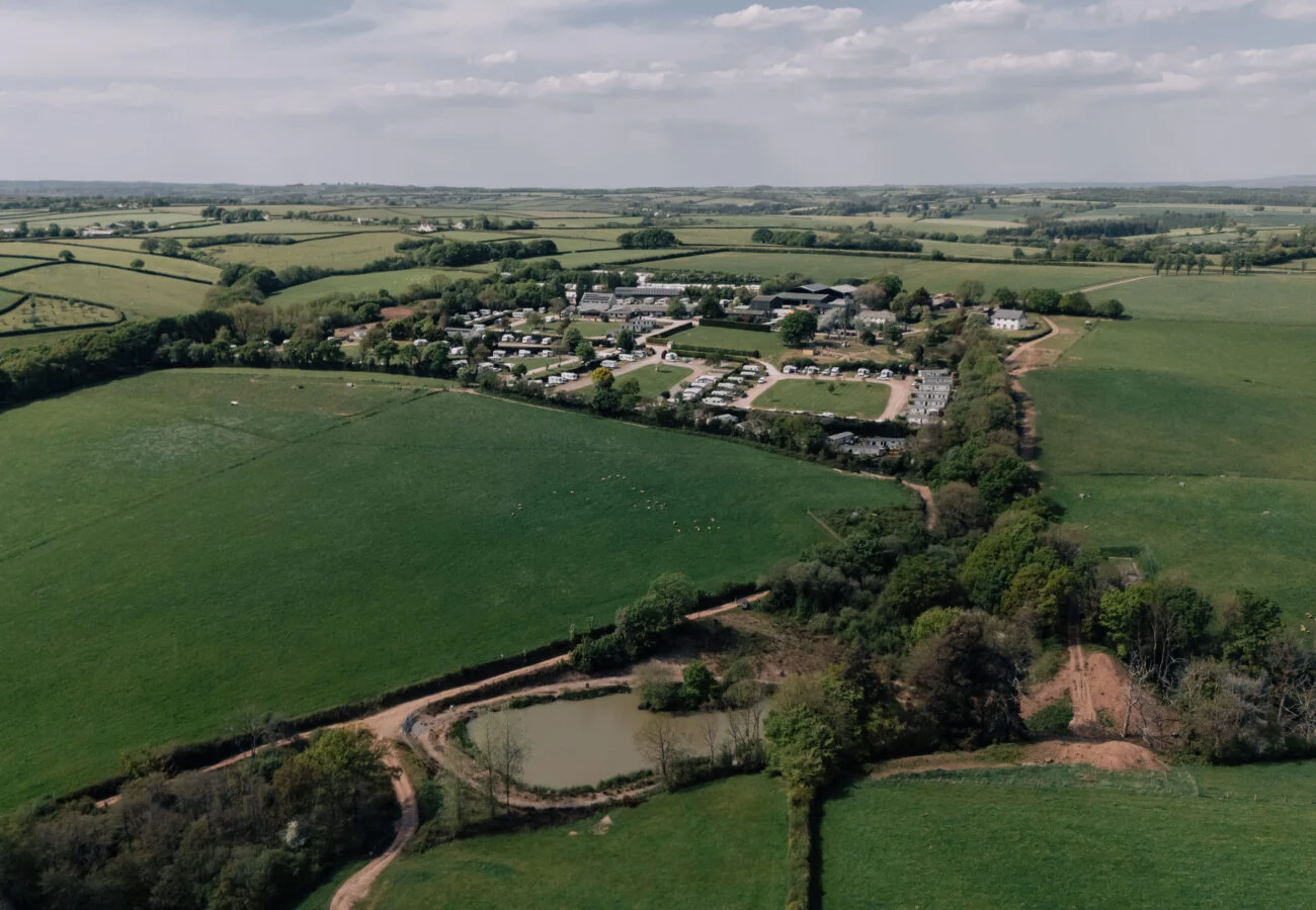 birds eye view of devon countryside from Yeatheridge